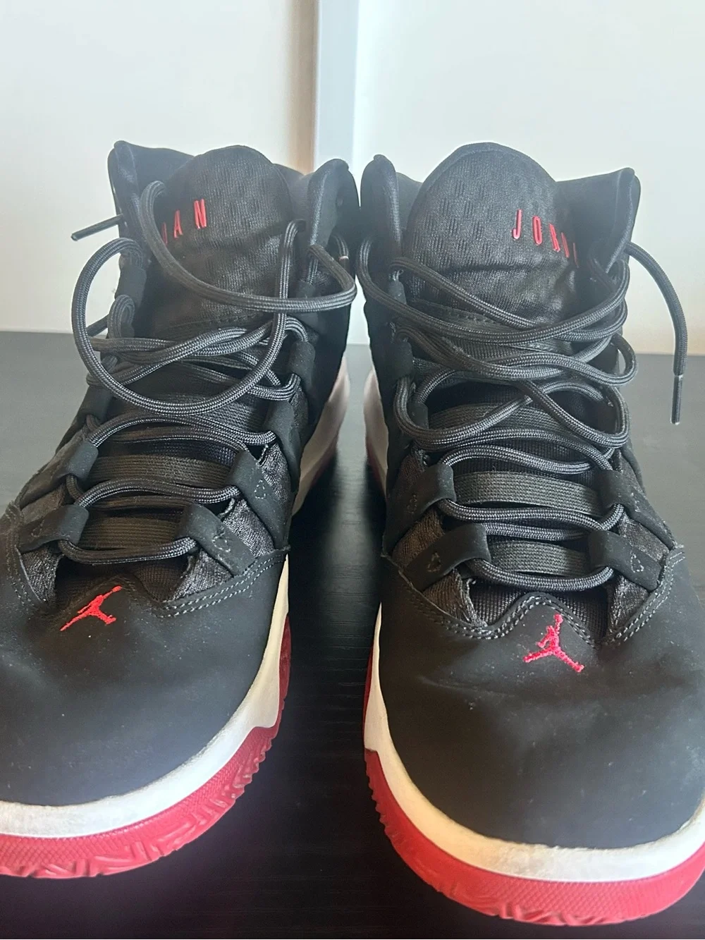 Men’s Jordan’s - Black and Red suede High-Top Basketball Sneakers